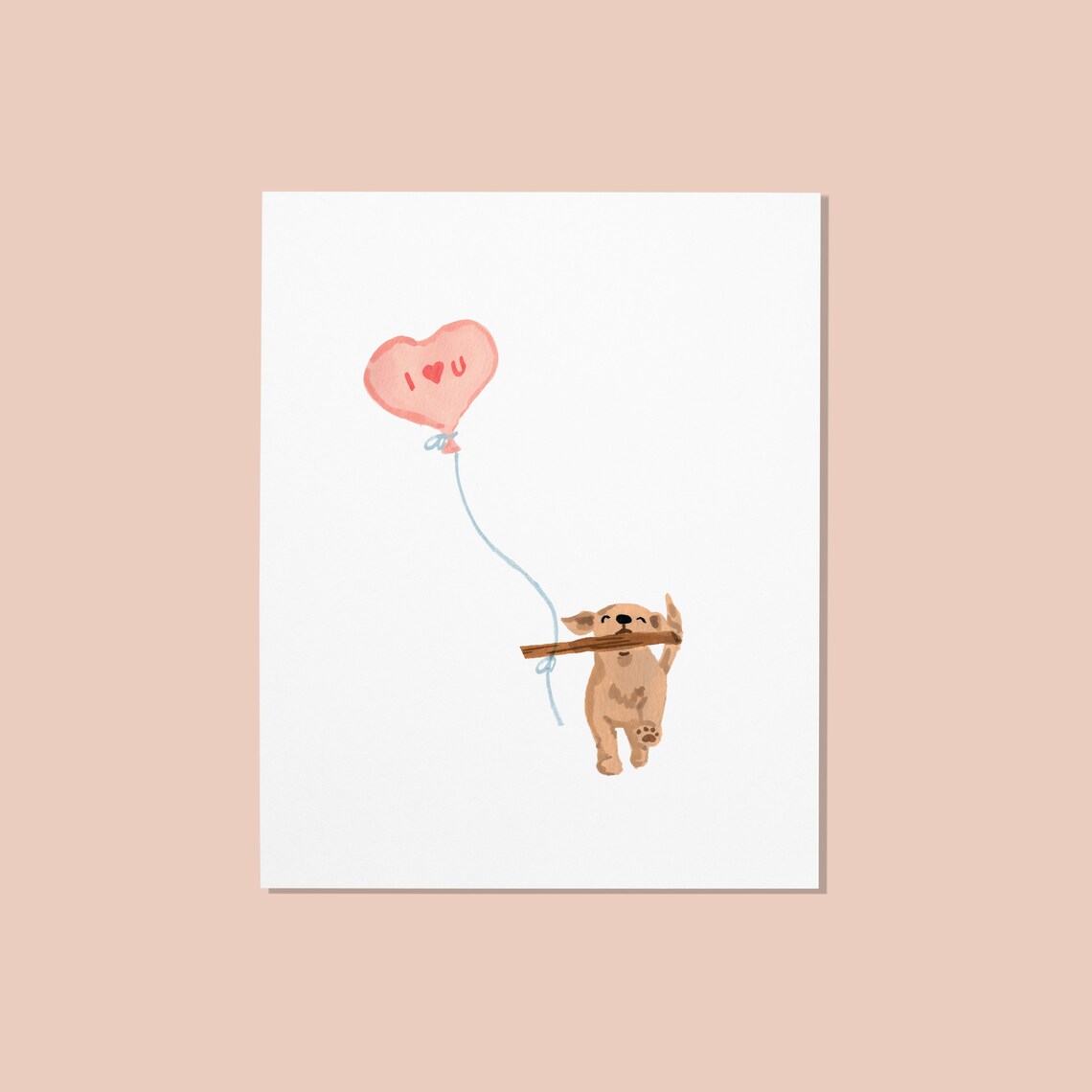 Cute Dog Valentine Retriever Balloon Art Print - Image 4