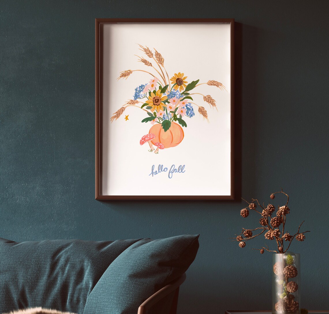 Fall Floral Arrangement Art Print, Hello Fall - Image 3