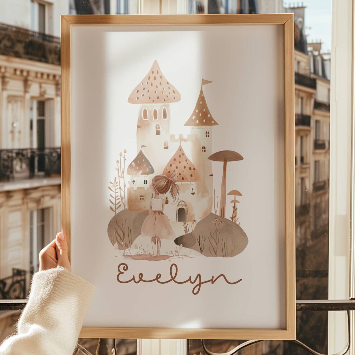 Personalized Princess Girl Name Room Decor Bedroom Wall Art Girls Bedroom Print Nursery Art Neutral Wall Art Watercolor Poster Gift
