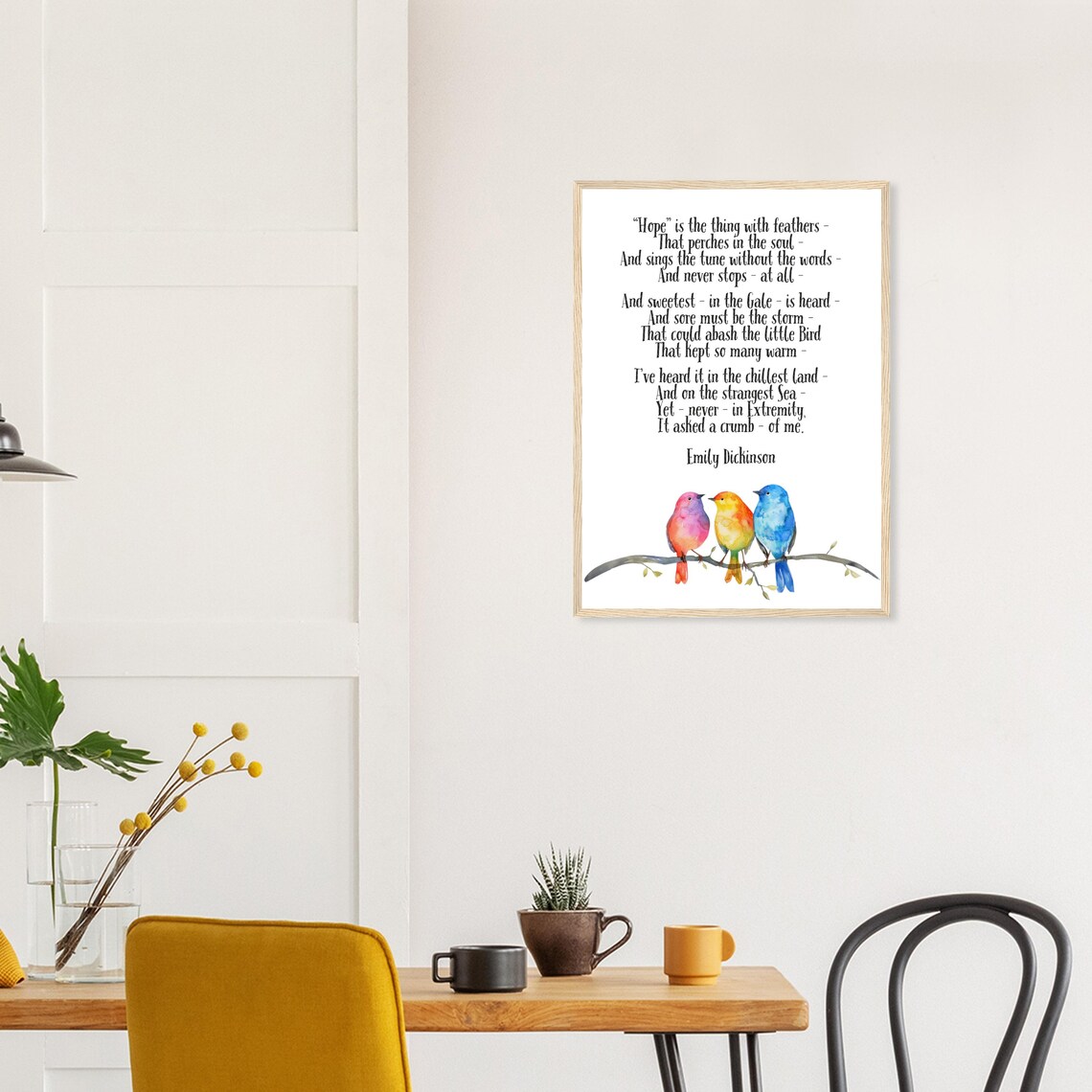 Emily Dickinson Hope Is The Thing With Feathers Poem Birds Poster - Image 2