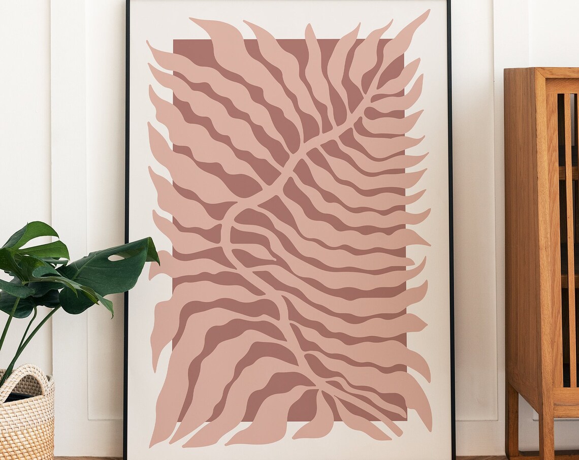 Botanical Fern Art Print, Minimalist Neutral Decor