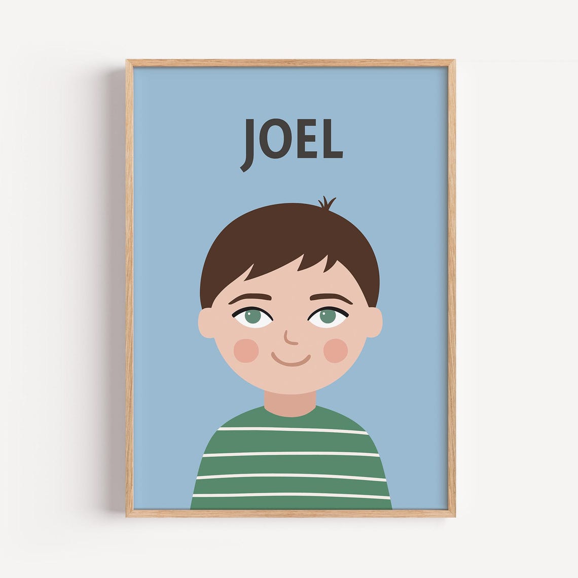 Personalized Boys Name Nursery Poster With Smiling Cartoon Face