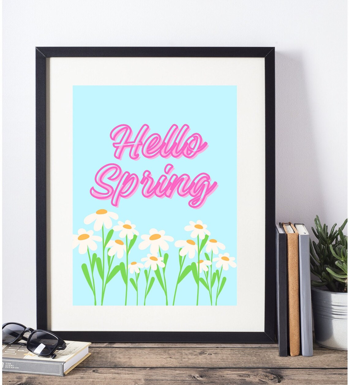 Hello Spring Easter Egg Hunt, Daisy Flower Art Print - Image 3