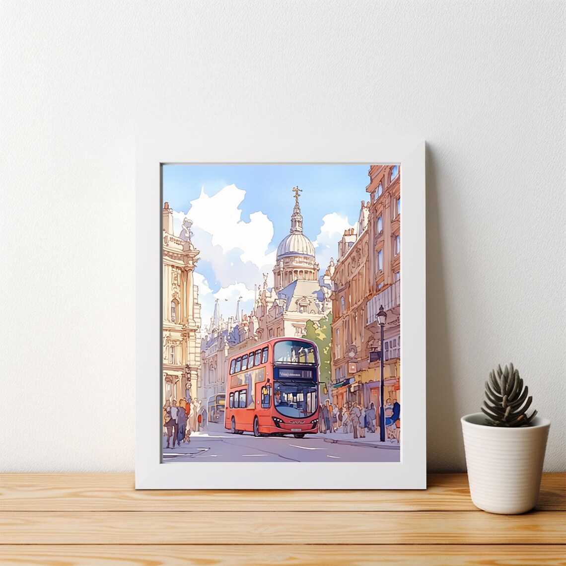 London Red Double Decker Bus Passing St Pauls Cathedral Poster - Image 4