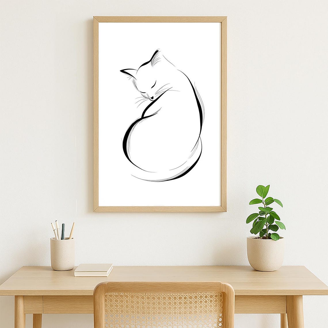 Sleeping Cat Single Line Drawing Minimalist Outline Art Poster - Image 4