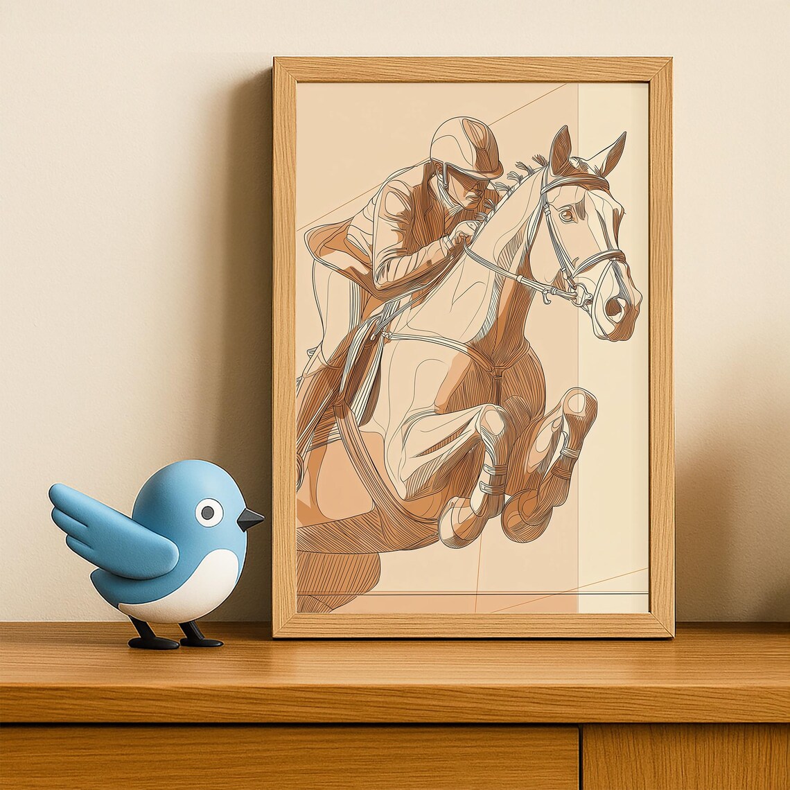 Equestrian Show Jumping Horse Minimalist Line Art Sports Poster