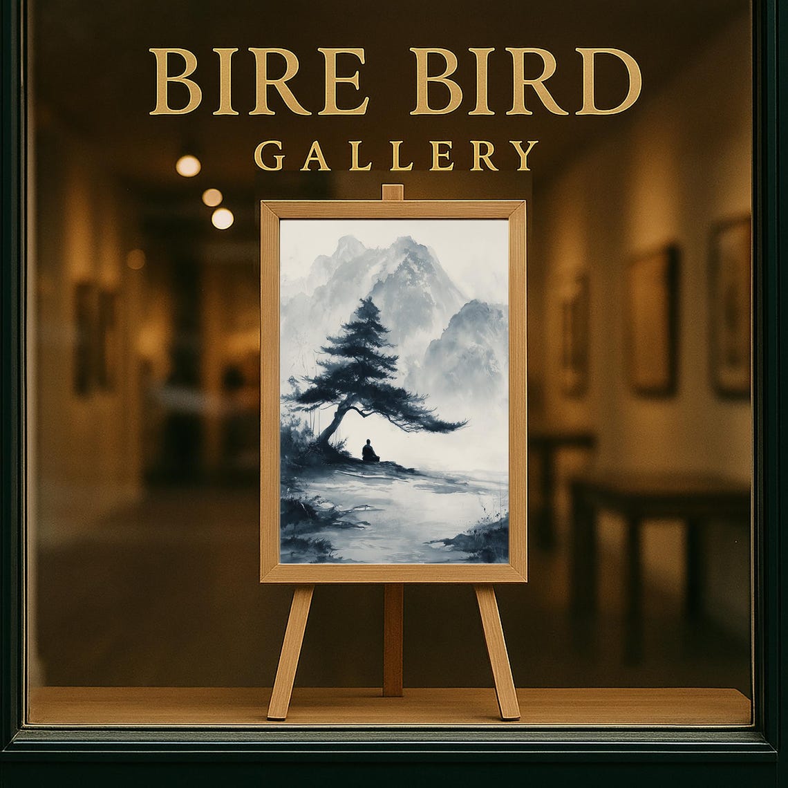 Zen Pine Tree Misty Lake Mountains Ink Wash Meditation Art Poster - Image 6
