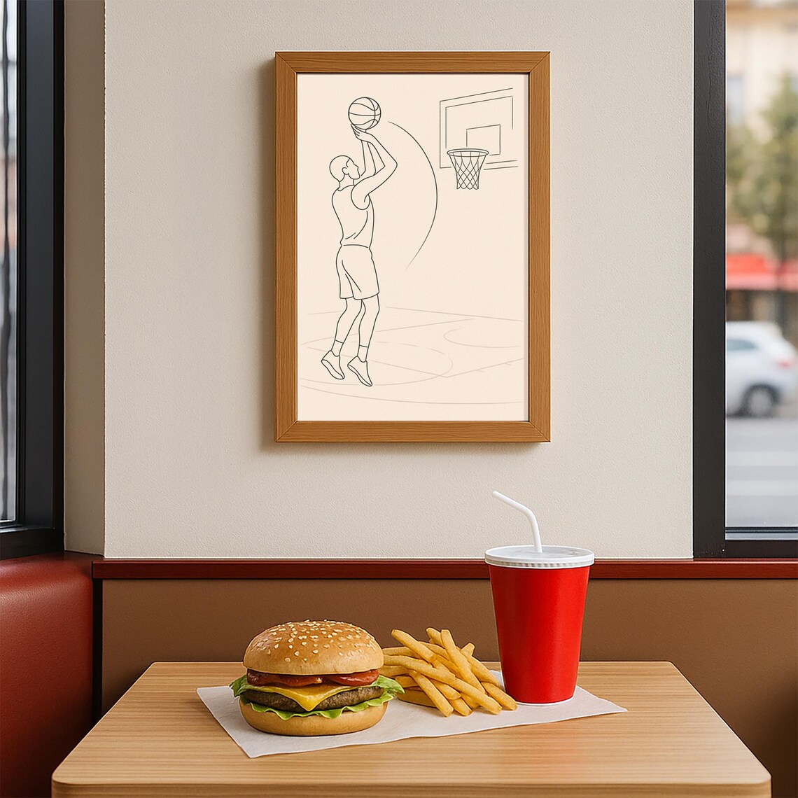 Minimalist Basketball Line Art Jump Shot Player Sports Poster - Image 4