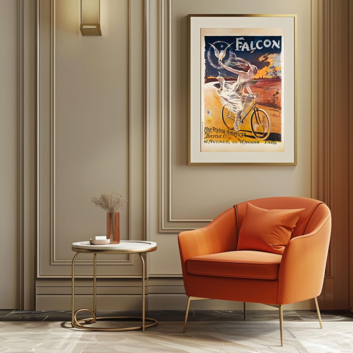Falcon Bicycle Vintage Parisian Advertising Poster Woman Cycling - Image 3