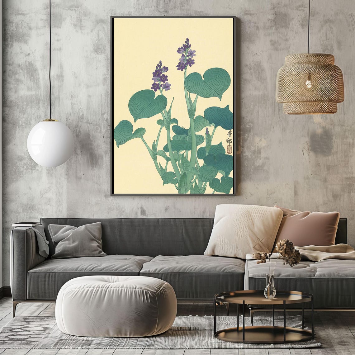 Flowering Hosta Vintage Japanese Botanical Purple Green Plant Poster - Image 5