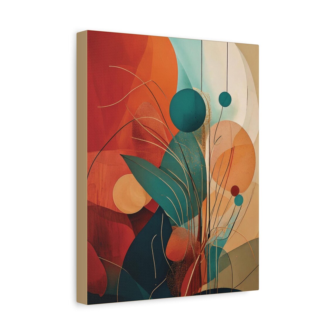 Abstract Terracotta Geometric Design, Minimalist Modern - Image 3