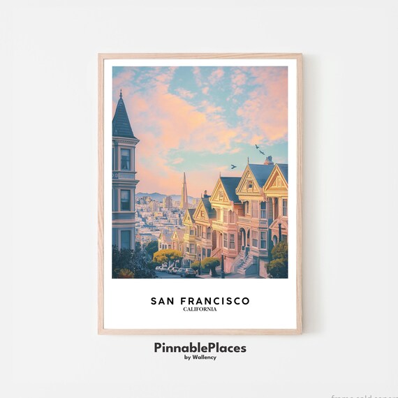 San Francisco Painted Ladies California Cityscape Sunset Print