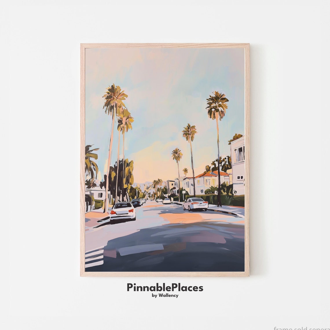 Los Angeles Pastel Palm Tree Street Sunset Cityscape Art Poster