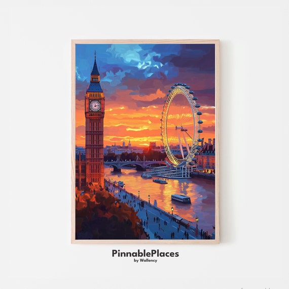 London Sunset Skyline Print Big Ben Eye File