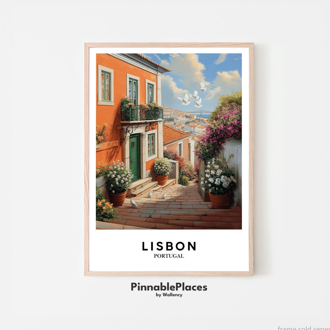Lisbon Portugal Print Old Portuguese House Springtime Cityscape File