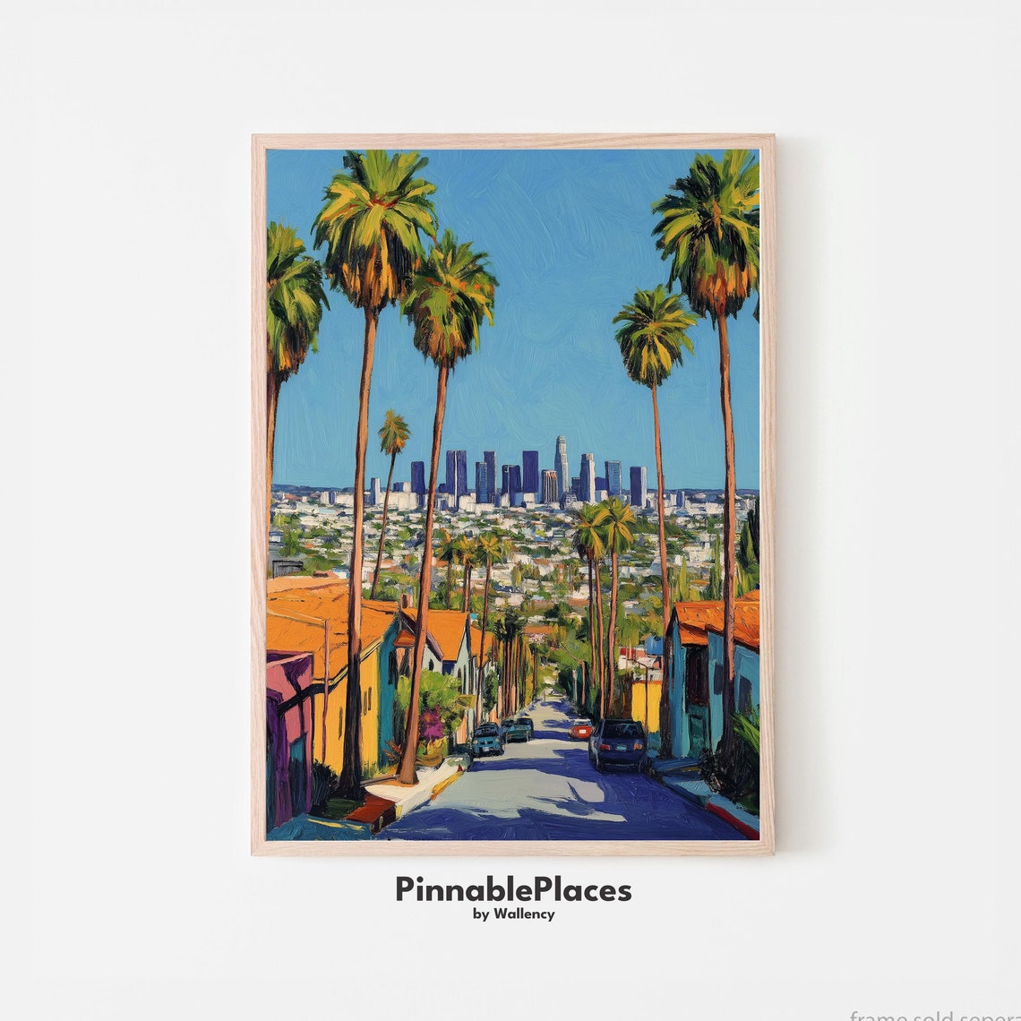 Los Angeles Skyline Print Gouache Style Art File