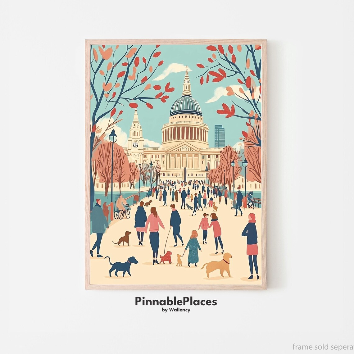 St Pauls Cathedral London Dog Walkers Storybook Decorative Poster