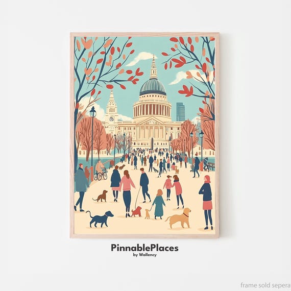 St Pauls Cathedral Print London Cityscape Storybook Style File