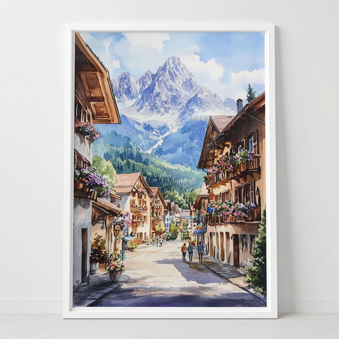 Garmisch Germany Watercolor Print, Bavarian Alps