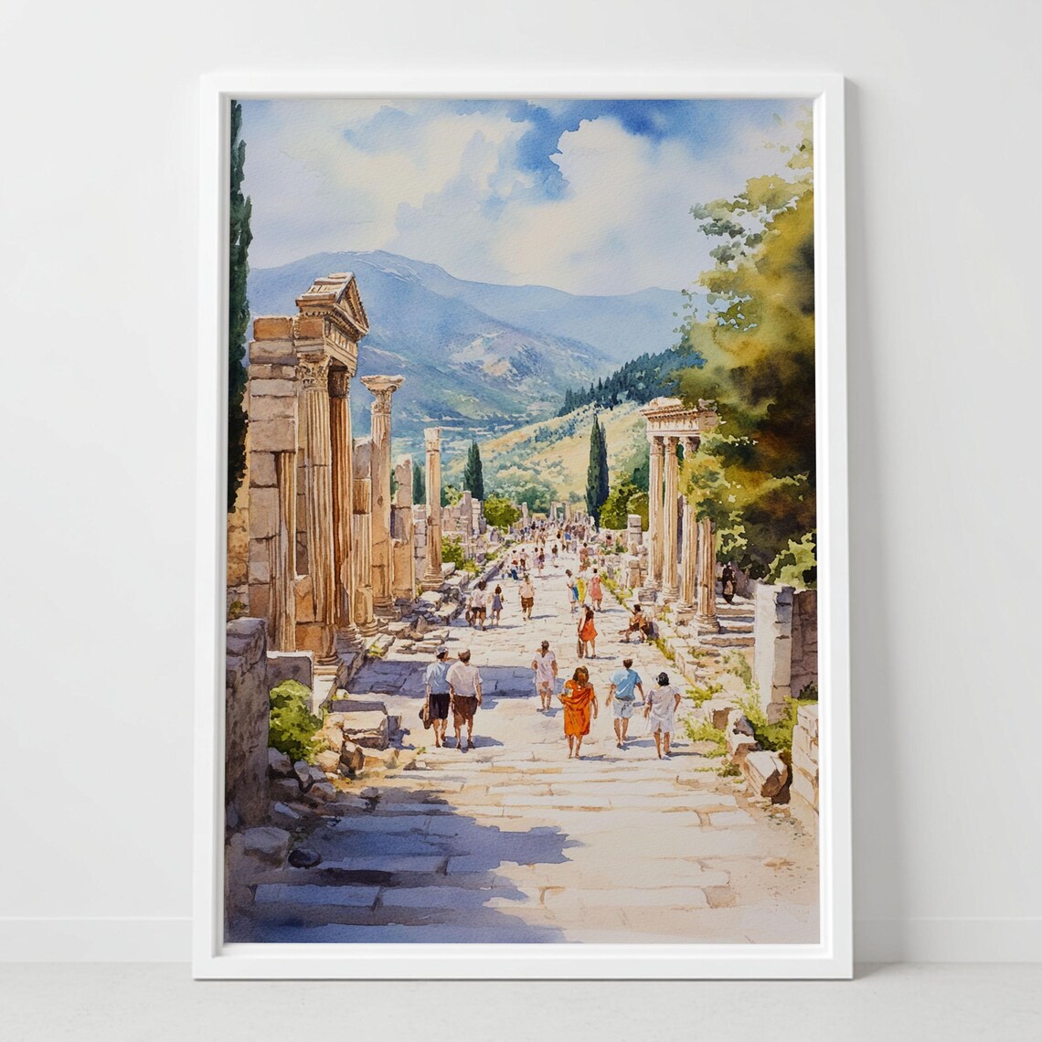 Ephesus, Turkey Watercolor Travel Poster Art Print