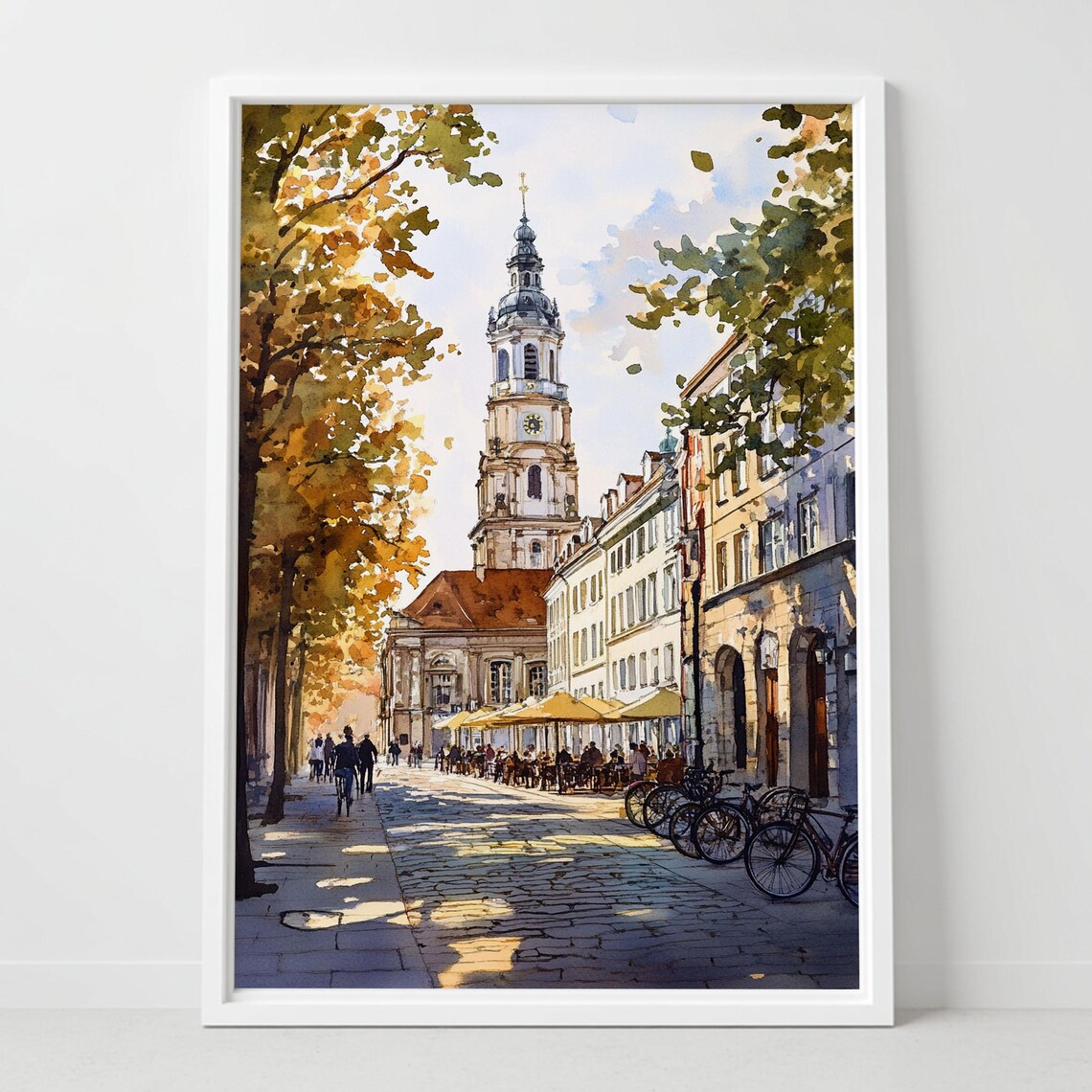 Leipzig Germany St Nicholas Church Baroque Street Watercolor Poster