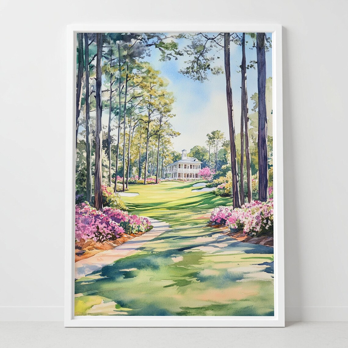 Augusta National Golf Club Clubhouse Fairway Watercolor Poster
