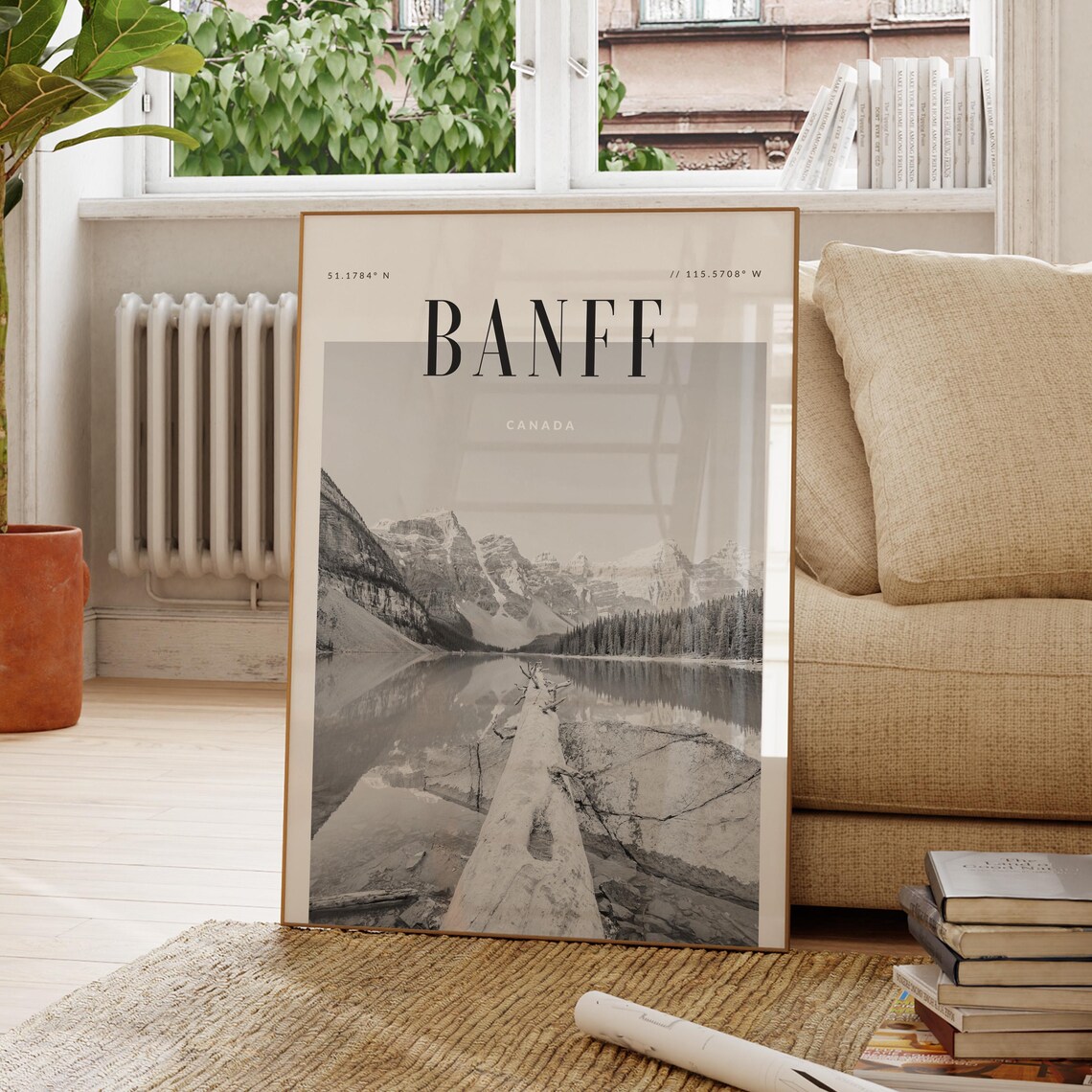 Banff Canada Modern Travel Poster, Wanderlust Decor