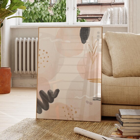 Pink And Beige Abstract Wall Art Neutral Poster Simple Bedroom Decor Scandinavian Style Print Colorful Modern