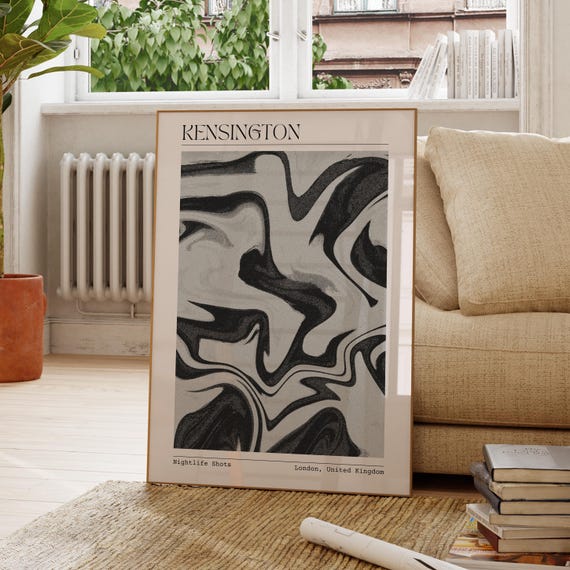 Kensington London Borough Wall Art Travel Poster Print City Abstract Decor Gift Contemporary