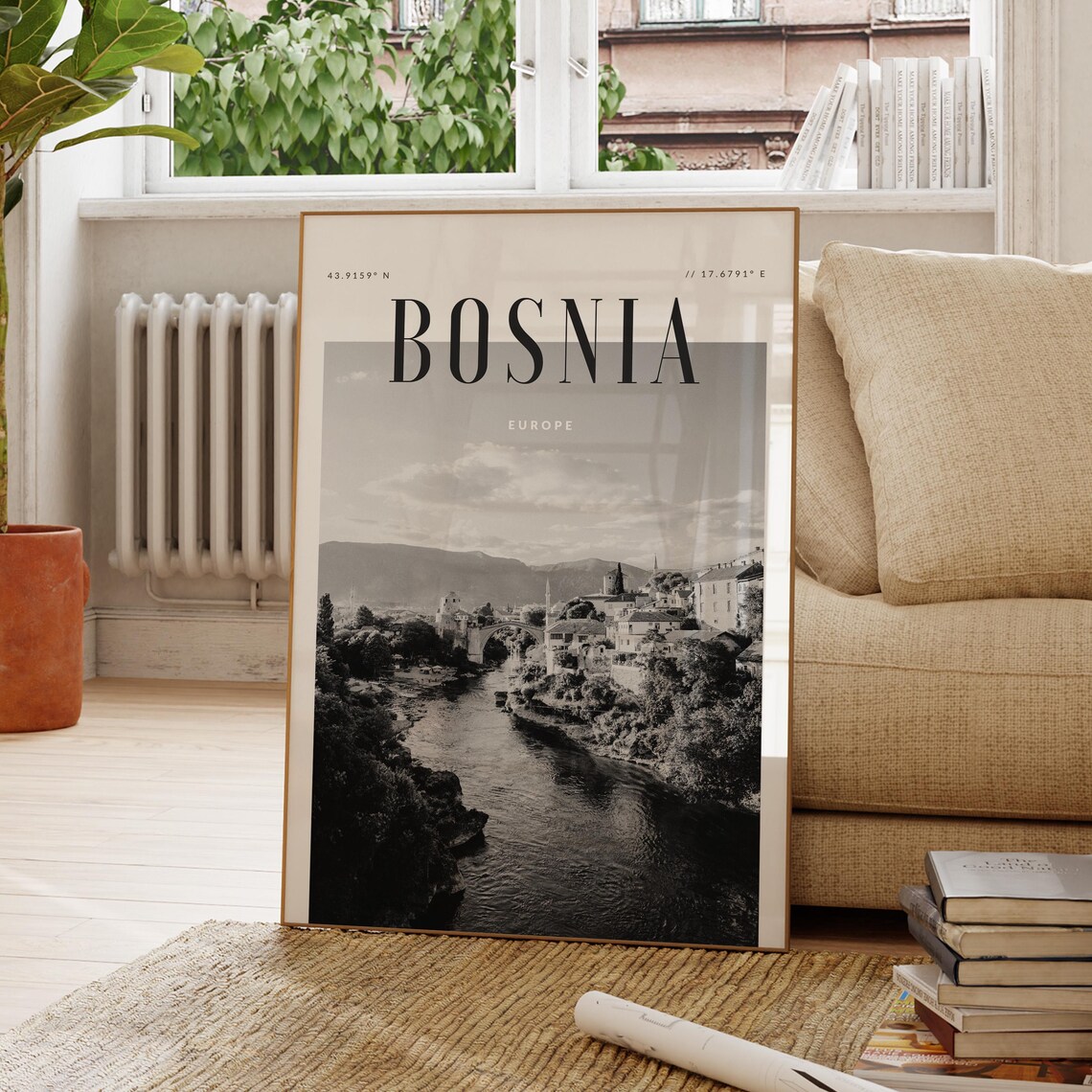 Bosnia And Herzegovina Modern Travel Poster, Europe