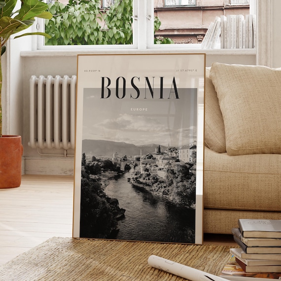 Bosnia And Herzegovina Modern Travel Poster, Europe
