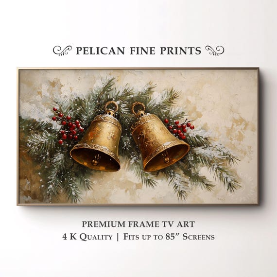 Christmas Bells Samsung Frame Tv Art Vintage Winter Holiday Wall Decor Tv46