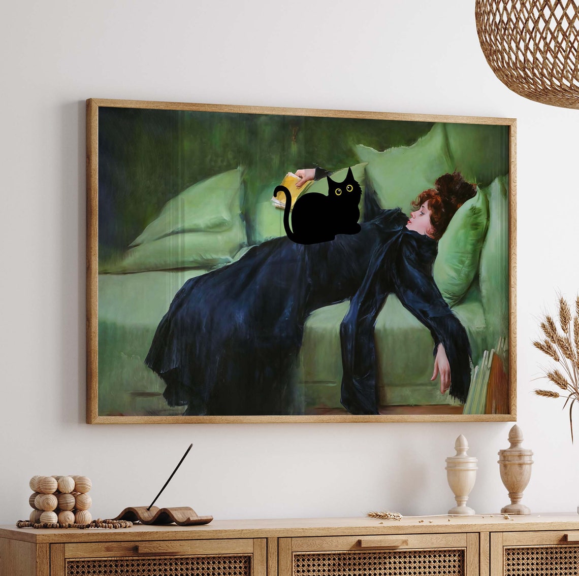 Black Cat Lounging After the Dance Ramon Casas Inspired Poster - Image 2