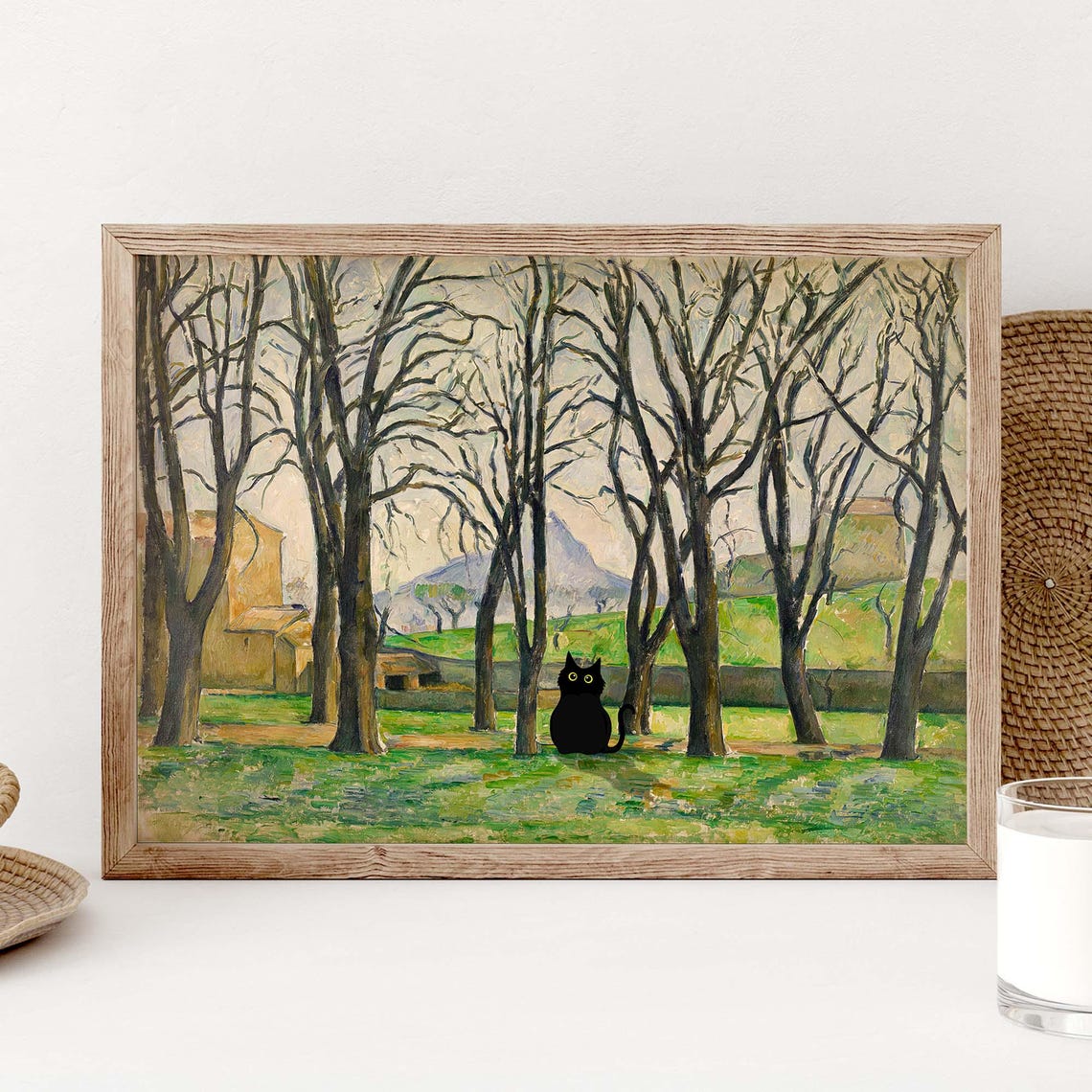 Black Cat Orchard Art Print Cezanne Chestnut Trees Postimpressionist Landscape Wall