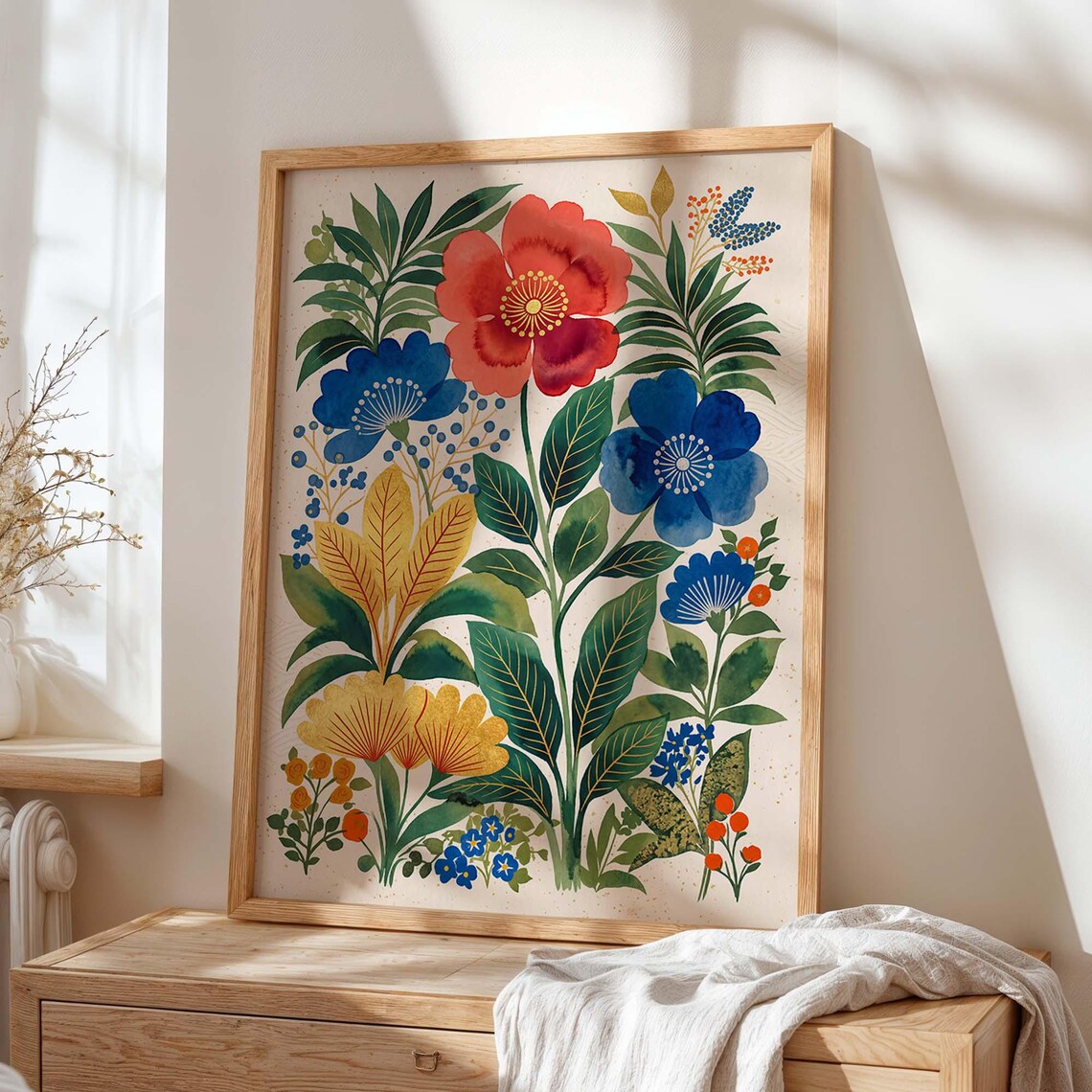 Botanical Wall Art Print, Vintage Floral Poster