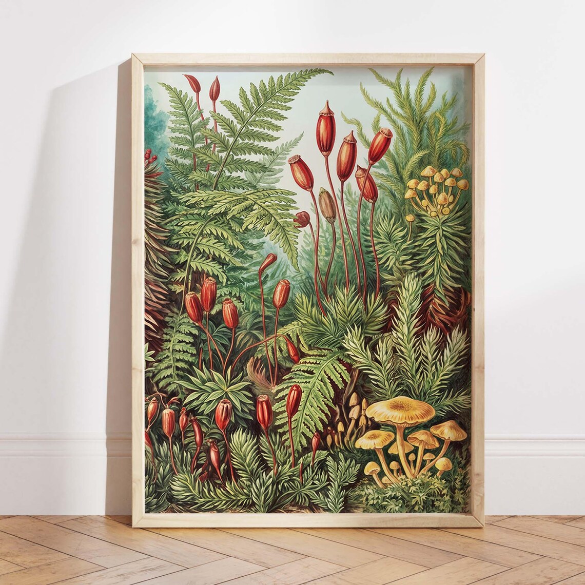 Vintage Botanical Fern Mushroom Art Print