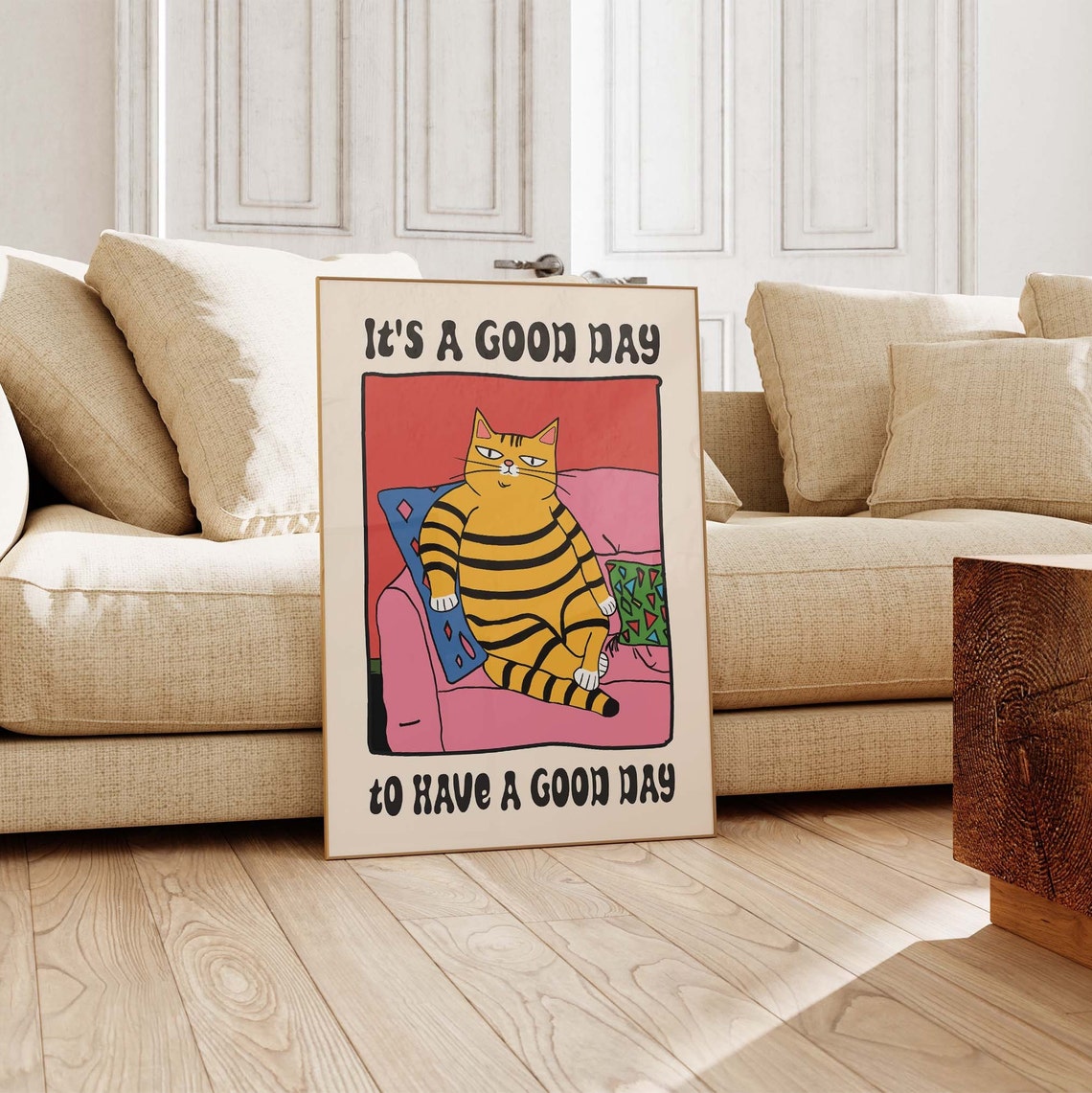Its A Good Day To Have A Good Day Chubby Orange Cat Art Poster - Image 3