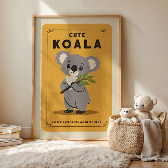 Cute Koala Nursery Art Print Sweet Animal Wall Decor Baby Room Poster Thoughtful Gift