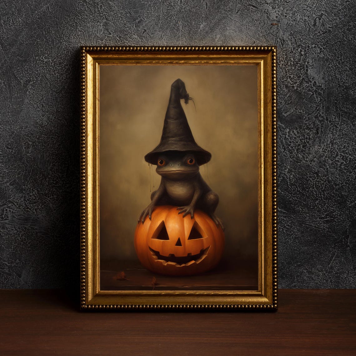 Toad And Pumpkin Halloween Wall Art Spooky Frog Jack O Lantern Print Prints Of Toadfrog