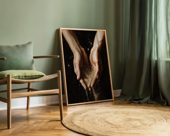 Human Beings Are Stardust Romatic Academia Dark Decor Moody Portrait Painting Maximalist Decorantique Artwork Single Poster