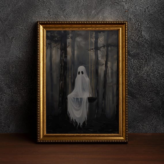 On The Swing Halloween Wall Artdark Academia Home Decorhalloween Indoor Decorfall Decorationspooky Artsingle Poster
