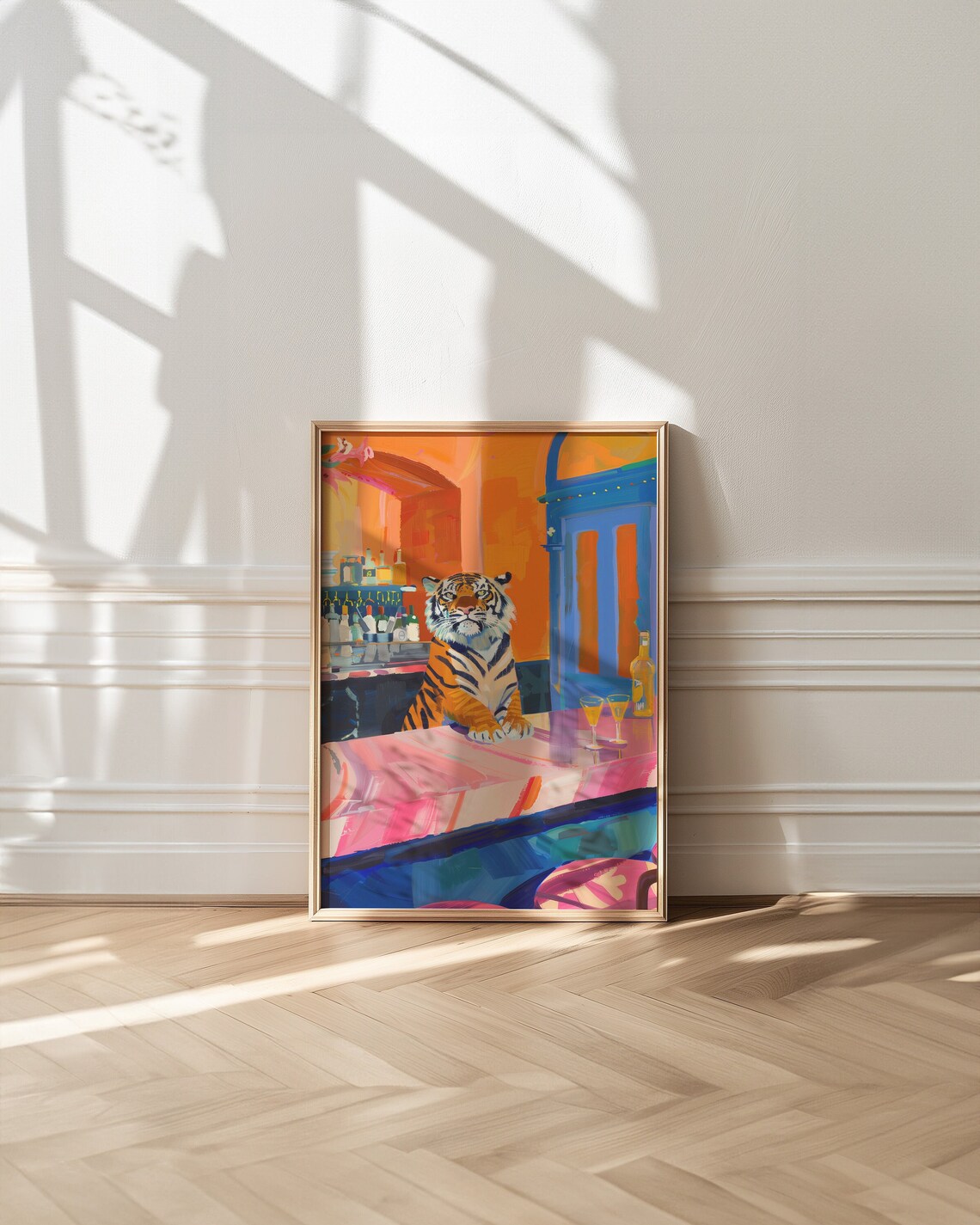 Tiger Poster, Maximalist Kitsch Bar and Kitchen Art
