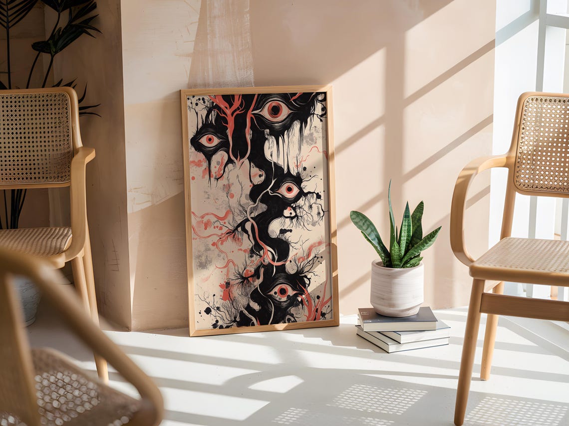 Dark Ink Eyes Abstract Horror Occult Surreal Creepy Wall Poster - Image 5