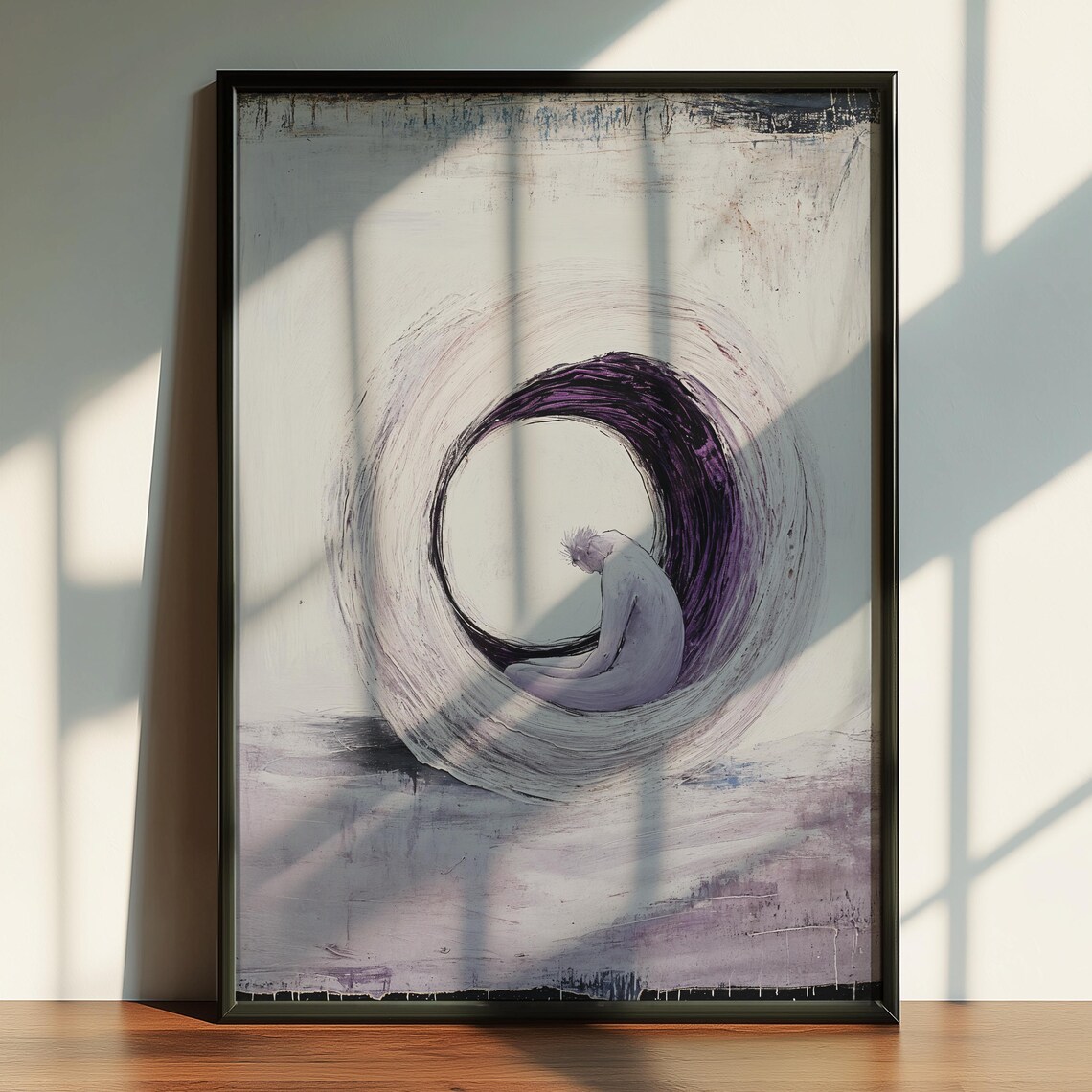 Solitary Meditating Figure Abstract Purple Circle Minimalist Poster - Image 5