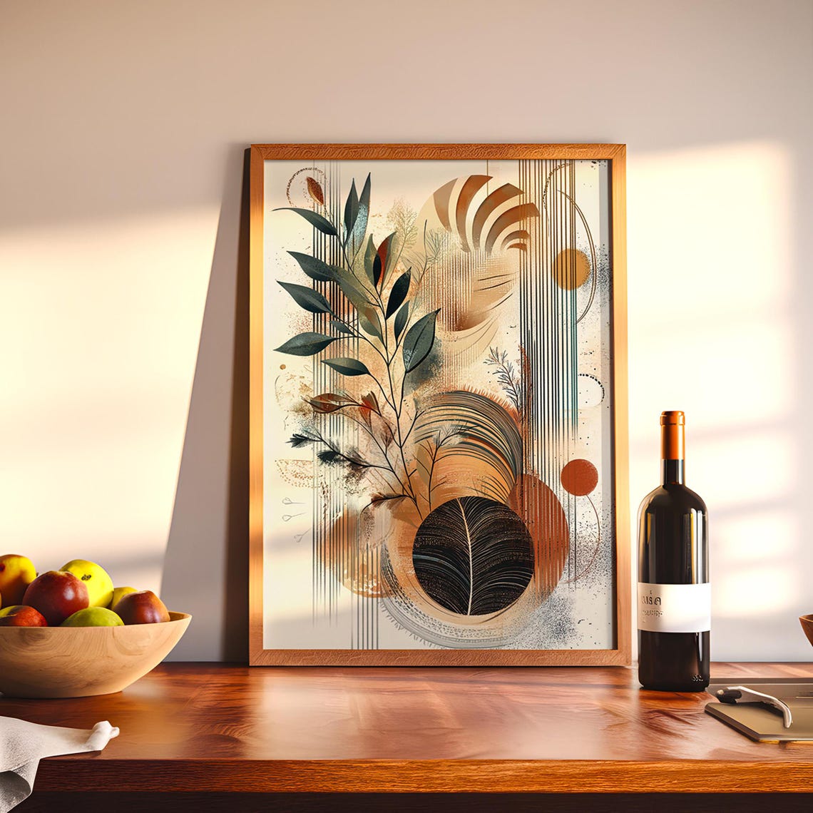 Botanical Art Deco Geometric Gold Leaf Elegant Abstract Poster