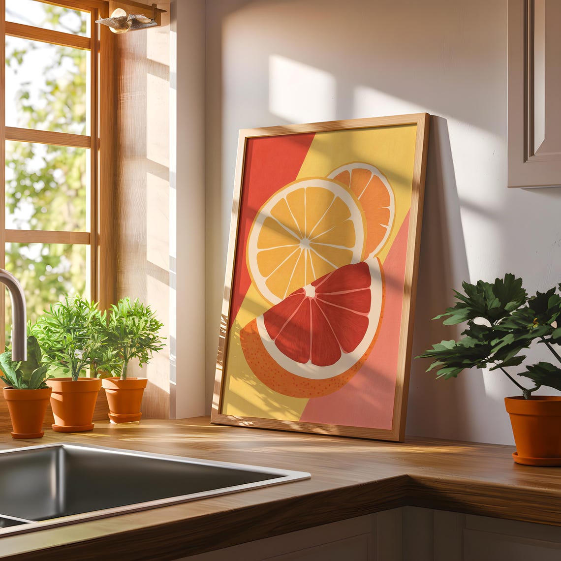 Citrus Harmony Art Print Orange Grapefruit Pop Vibrant Retro Kitchen Dcor - Image 3