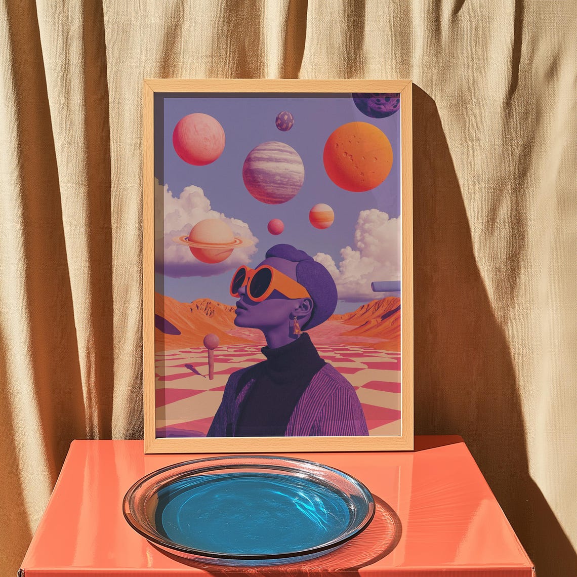 Surreal Cosmic Woman Planets Retro Futurist Outer Space Poster - Image 5