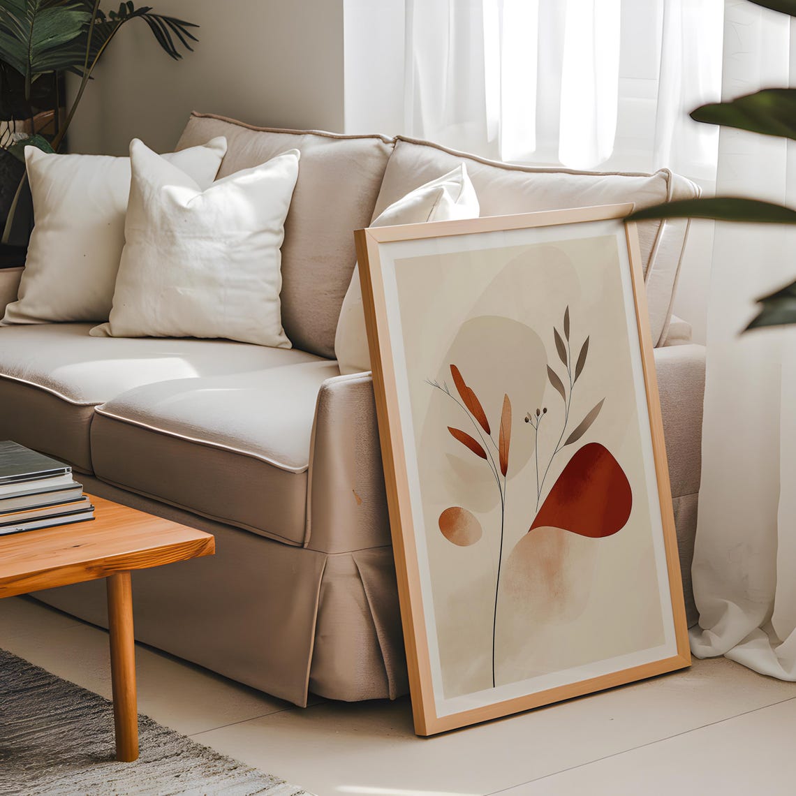 Minimalist Botanical Branch Warm Earthy Nature Abstract Art Print - Image 5