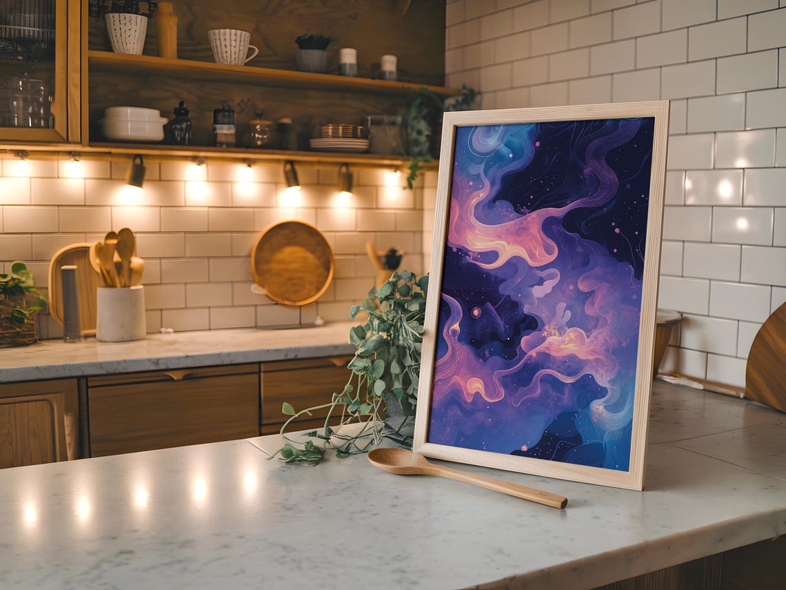 Purple Nebula Cosmic Galaxy Fluid Swirling Space Abstract Poster - Image 4