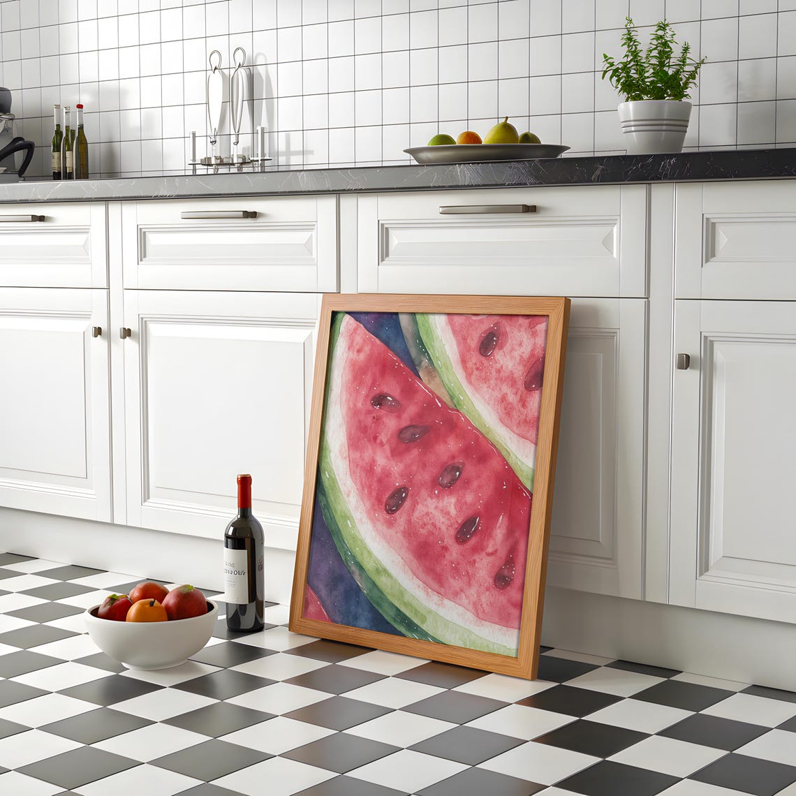 Juicy Watermelon Slice Watercolor Summer Fruit Kitchen Wall Poster - Image 5